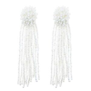 ZARA Elegant Hand-Beaded Tassel Earrings – Luxe Statement Jewelry